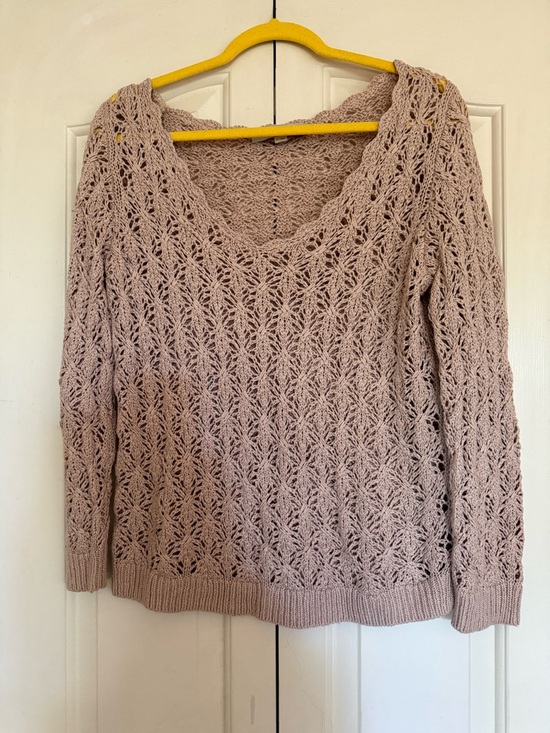 LOFT Sweaters - LOFT Womens Open Knit V-Neck Sweater - Blush